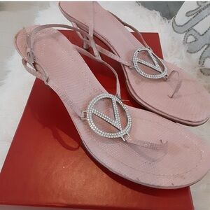 Valentino Garavani Pink Sandals with Crystal Embellishment